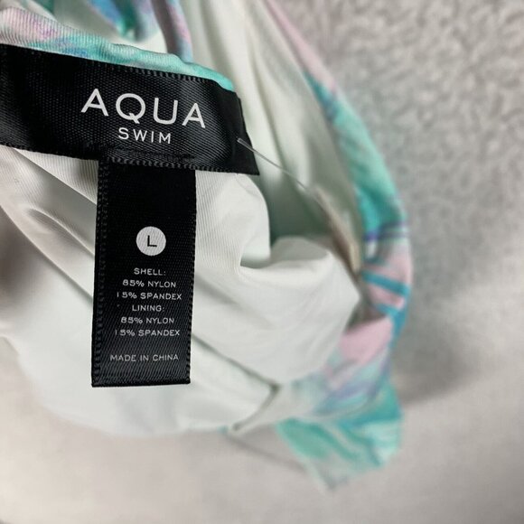 Aqua One Piece Swimsuit Women Large Multicolor Swirl Print‎ Cutout Stretch S9788 - Picture 3 of 5